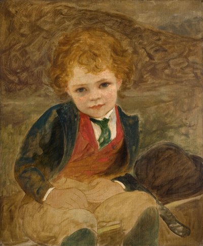 Studie av en pojke som sitter i en skottkärra, 1890. av Louisa Starr