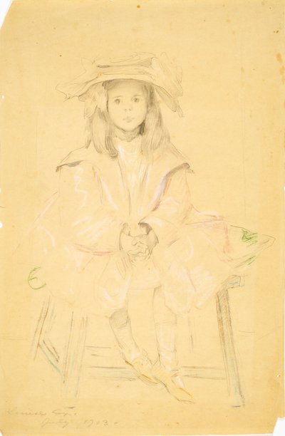 Utan titel (Sittande ung flicka) av Louise Cox