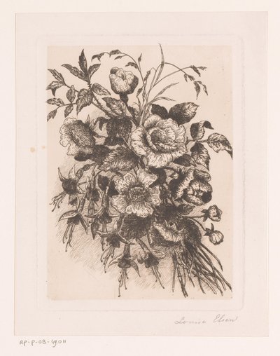 Blomma stilleben med rosor och anemoner av Louise Elsen (attributed to)