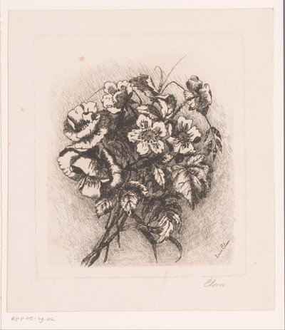 Blomsterstilleben med vallmo och anemoner av Louise Elsen