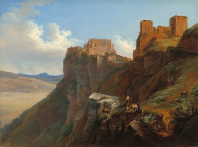 Utsikt över Castello di San Giuliano, nära Trapani, Sicilien, ca. 18241826. av Louise Josephine Sarazin de Belmont