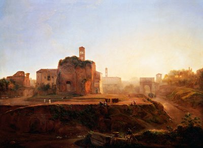 Utsikt över forumet på kvällen, av Louise-Josephine Sarazin de Belmont (1790-1870) av Louise Josephine Sarazin de Belmont