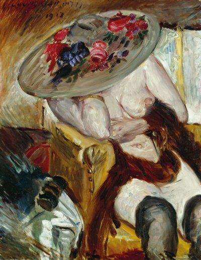 Italiensk kvinna i gul stol - Italiensk kvinna i gul stol, av Corinth, Lovis (1858-1925). olja på duk av Lovis Corinth