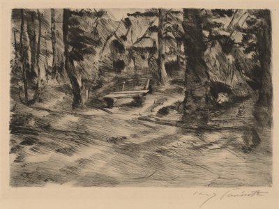 Bank im Walde II bänk i skogen II, 1917. av Lovis Corinth