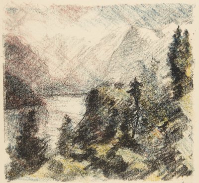 Bergsjö (en av serien om fem: Schweiziska landskap) av Lovis Corinth