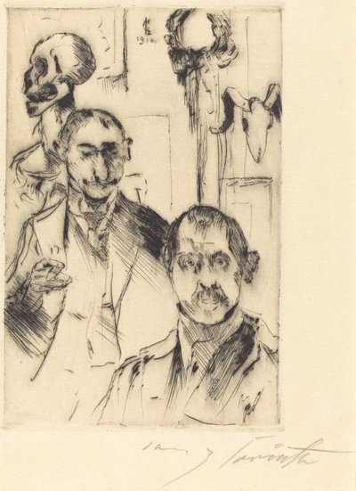 Dubbelporträtt med skelett av Lovis Corinth