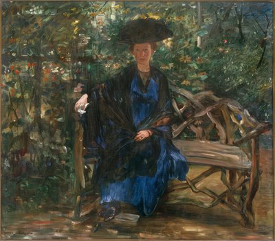 Else Kaumann på trädgårdsbänken av Lovis Corinth