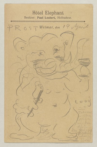 Lovis Corinth till Carl Strathmann: vykort, poststämplat 20 april 1905 av Lovis Corinth