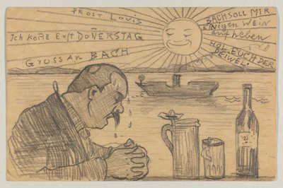 Lovis Corinth till Carl Strathmann: vykort, poststämplat 22 juni 1898 av Lovis Corinth