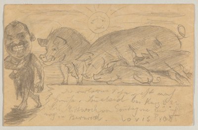 Lovis Corinth till Carl Strathmann: vykort, poststämplat 25 augusti 1899 av Lovis Corinth