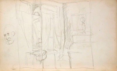 Man som leder barn (framsida), interiör (baksida) av Lovis Corinth