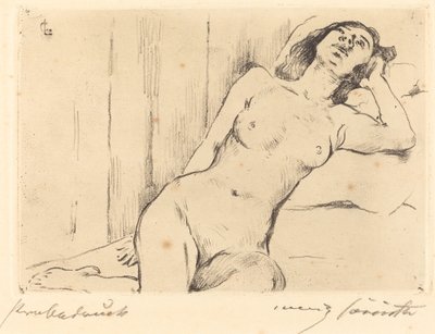 Vila trekvarts naken (liggande kvinnlig naken) av Lovis Corinth