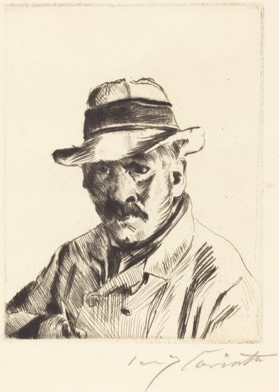 Självporträtt med stråhatt av Lovis Corinth