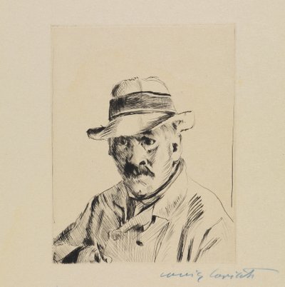 Självporträtt med stråhatt av Lovis Corinth
