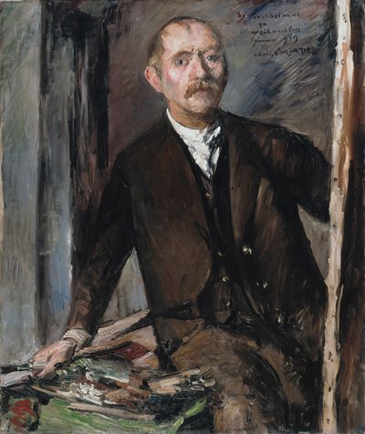 Självporträtt framför staffliet av Lovis Corinth