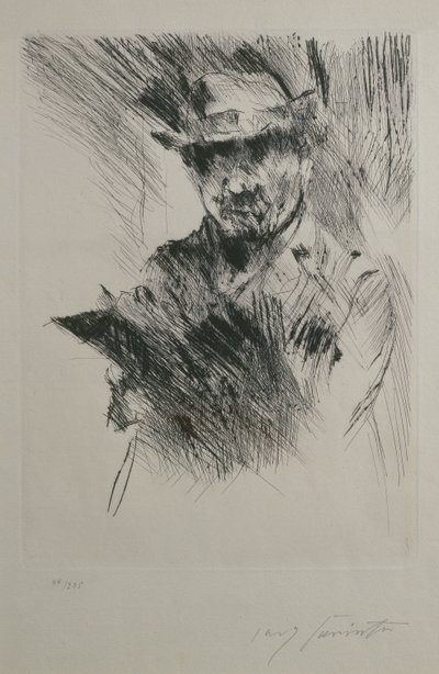 Självporträtt, ca 1920-21 (torrnål) av Lovis Corinth