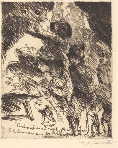 "Far, det här kommer inte bli bra, vi borde hålla oss borta från gänget av soldater" av Lovis Corinth