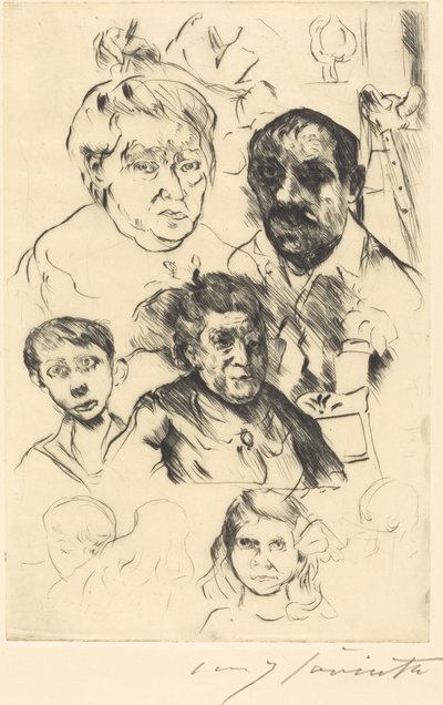 Blandade huvuden och självporträtt, 1915. av Lovis Corinth