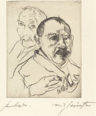 Skiss över två självporträtt av manliga huvuden, 1915. av Lovis Corinth