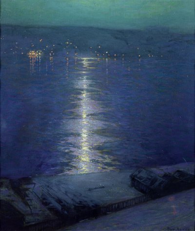 Månsken på floden, 1919 av Lowell Birge Harrison