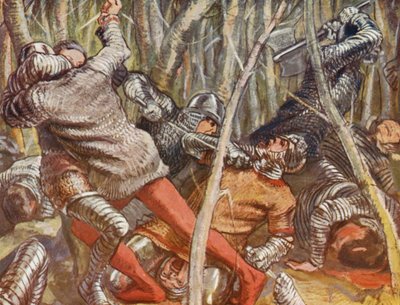 Illustration till berättelser om Guy av Warwick (färglitografi) av Lowes Dalbiac Luard