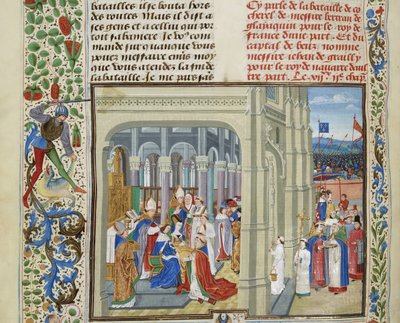 Kröning av Karl V av Frankrike den 19 maj 1364, ca 1470-1475. av Loyset Liedet