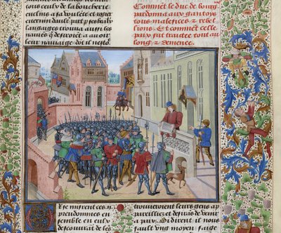 Jean de Heyle läser i Gent ett brev från Filip II den djärve, ca 1470-1475. av Loyset Liedet