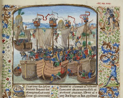 Slaget vid La Rochelle, 1372, ca 1470-1475. av Loyset Liedet