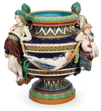 Stor Minton majolica jardiniere, ca 1870 (keramik) av Ltd Mintons