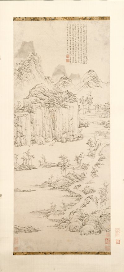 Daoistisk reträtt i bergs- och strömlandskap efter Ni Zan [1301-1374], 1567. av Lu Zhi