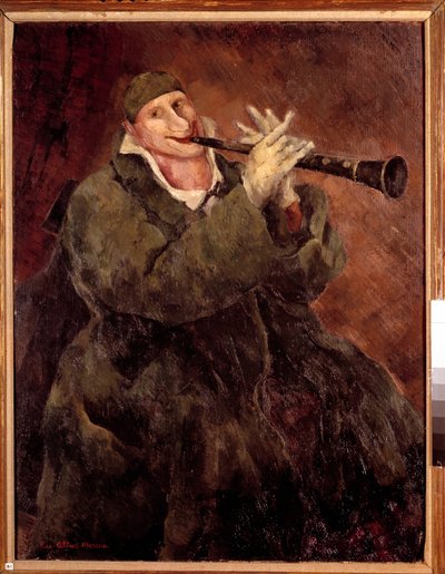 Grock spelar trumpet Clownen Gock (1880-1959) spelar klarinett. Målning av Luc Albert Moreau (1882-1948) 1900-talet. Paris. Kommunala museet för modern konst av Luc Albert Moreau