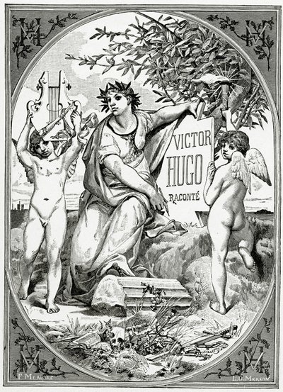 Victor Hugo berättad av ett vittne om sitt liv, 1800-talet (bw gravyr) av Luc Oliver Merson