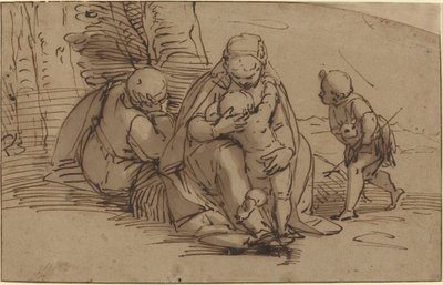 Helig familj med spädbarn Saint John av Luca Cambiaso