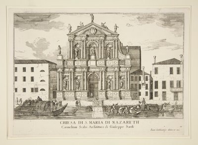 Kyrkan Santa Maria di Nazareth från av Luca Carlevarijs