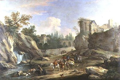 Resenärer i Campagna av Luca Carlevaris