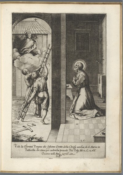Filippo Neri ser Maria bära taket på Santa Maria i Vallicella Life of Saint Filippo Neri (serietitel) av Luca Ciamberlano