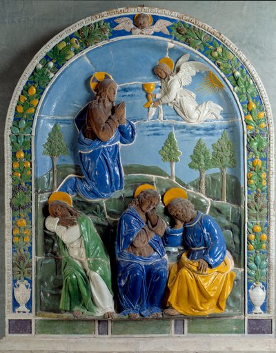 Kristus på Olivberget Keramik målad och lackerad av Luca della Robbia (1400-1482) 1400-talet. Paris, Louvren-museet av Luca Della Robbia