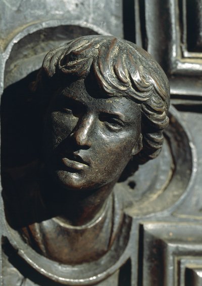 Chef för Giuliano de Medici, detalj från bronsverk på dörr av Luca della Robbia (1400-1481). Ny sakristia, katedralen Santa Maria del Fiore, Florens. Italien av Luca Della Robbia