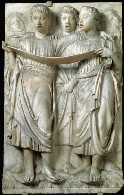 La cantoria eller barn som sjunger i kör - Marmorrelief, av Luca della Robbia (ca 1400-1482), Quattrocento av Luca Della Robbia