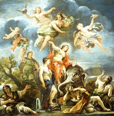 Allegori om måttlighet, av Luca Giordano, olja på duk av Luca Giordano