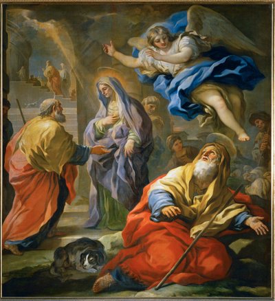 Bebådelsen till Joachim (målning på duk) av Luca Giordano