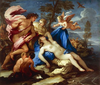 Bacchus och Ariadne, av Luca Giordano, olja på duk av Luca Giordano