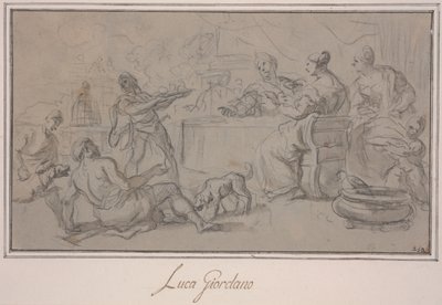 De rikas bankett (grafit- och bläcktvätt på papper) av Luca Giordano
