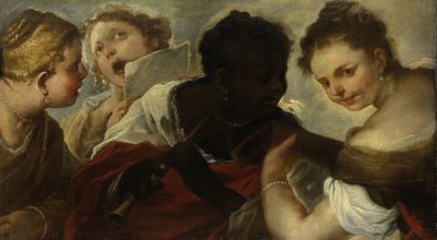 Fyra kvinnor som gör musik av Luca Giordano