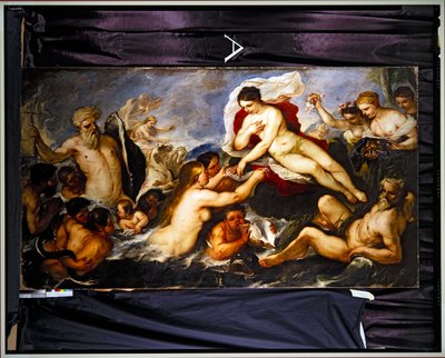 Neptunus  Amphitrite (olja på duk) av Luca Giordano