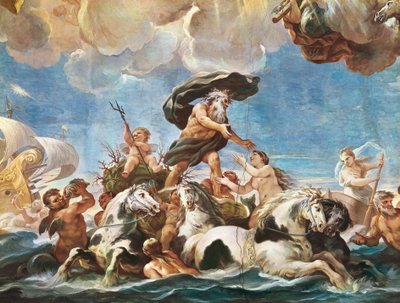 Neptunus, detalj (fresk) av Luca Giordano