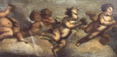 Putti disporting (papper på duk) (detalj till vänster) (se även 67087-90) av Luca Giordano