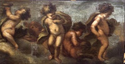 Putti disporting (papper på duk) (detalj till höger) (se även 67087-90) av Luca Giordano