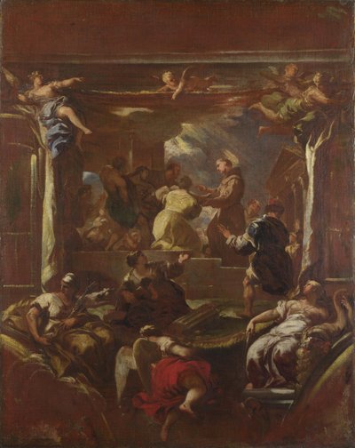 Sankt Antonius av Padua återställer foten av en man, före 1700. av Luca Giordano