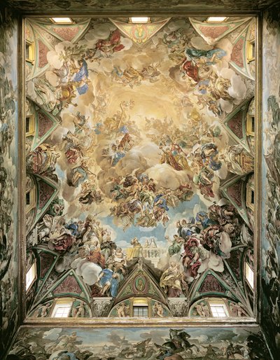 Habsburgarnas himmelska ära och triumf, från taket ovanför den stora trappan. av Luca Giordano